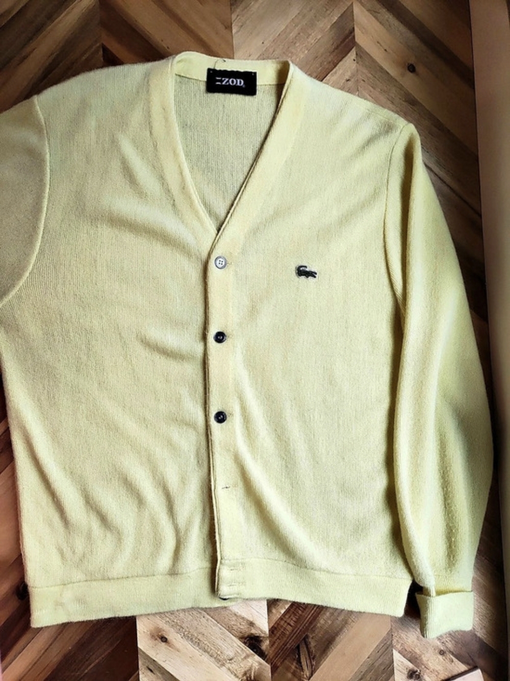 Vintage Lacoste Yellow Acrylic Cardigan